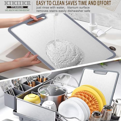 Titanium Chopping Board Double-Sided Non-Slip Silicone Edging Pure Titanium Cutting Boards for Kitchen - Double-Sided Dinner Plate – defrosting Tray ECO-Durable and Easy to Clean (Small) - Image 5