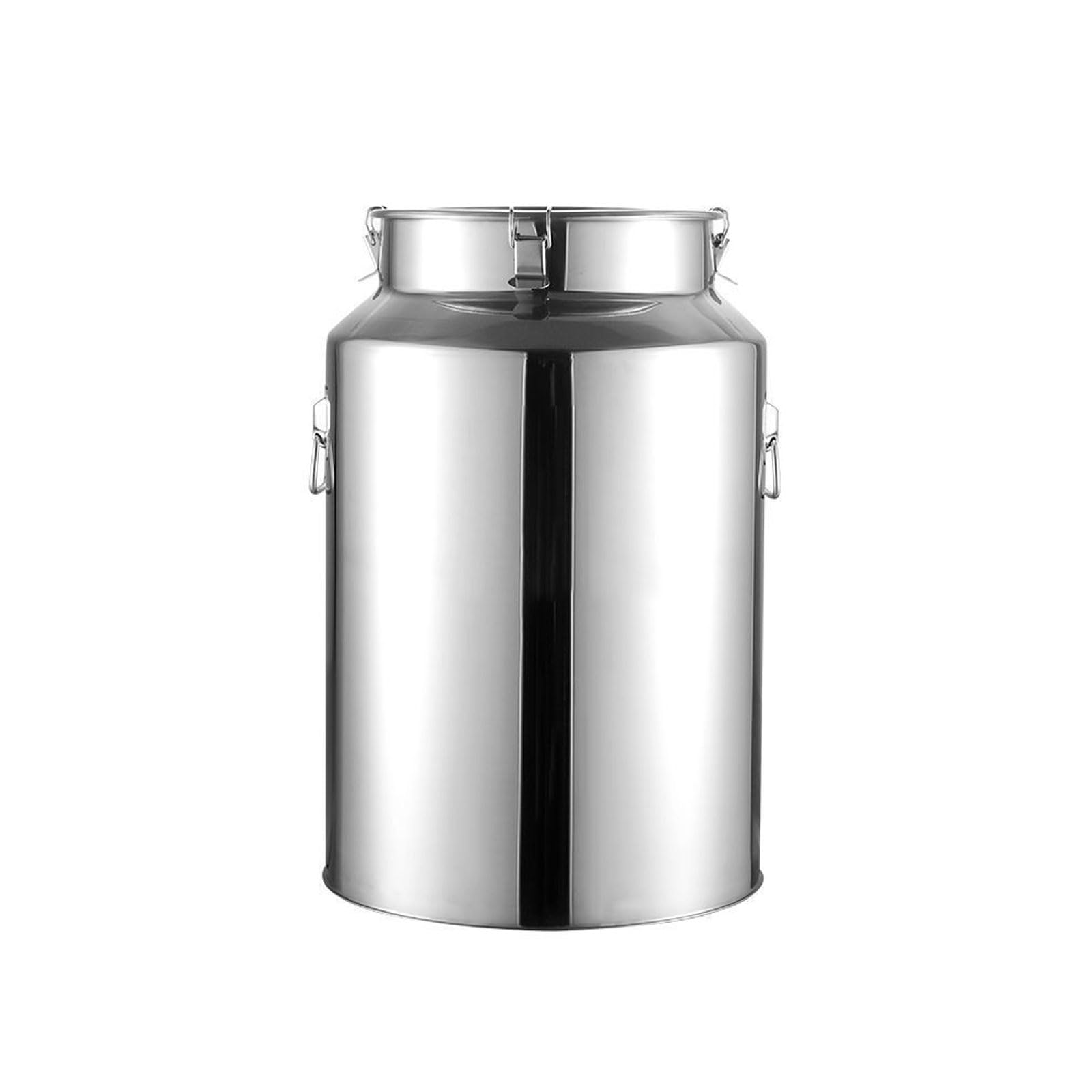 AYCDL Pail Milk Can Bucket,Milk Bucket Oil Barrel 201 Stainless Steel Can, Storage Tank with Sealed Lid for and Liquid Storage,35L,42L