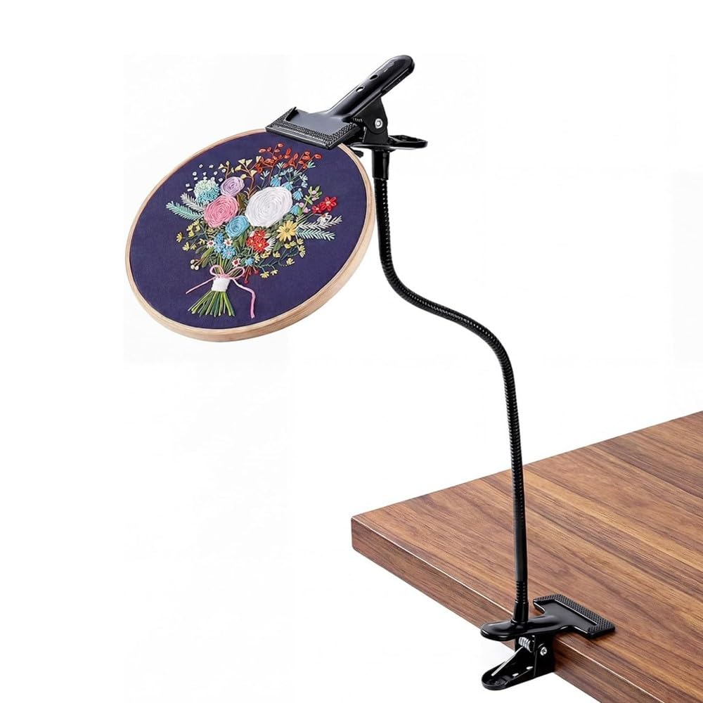 CTRLZS Adjustable Embroidery Hoop Stand Holder Portable Gooseneck Support, Heavy Duty Sewing Table Clamp for Crafts for DIY Projects