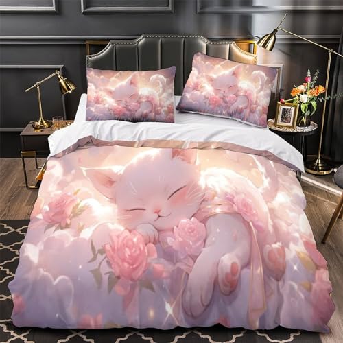 Parure de lit chat mignon en microfibre imprimée 3D King IOFEER - 4