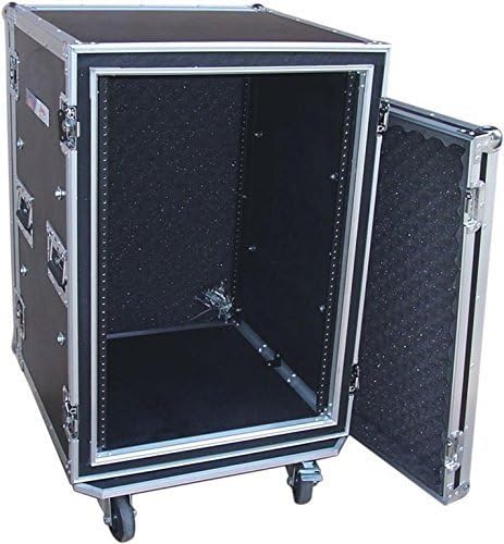 Audio Dynamics Pro 16U Space DJ ATA Shock-Proof AMP Rack Flight Road Case For 19-Inch Rack - 20" Inside Depth - With Heavy-Duty Wheel Casters
