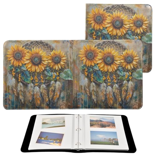 ALAZA Álbum de Fotos Vintage Dreamcatcher Girasoles con Cubierta de Cuero PU y Encuadernación de 3 Anillos para Boda, Familia y Viajes miniatura 2