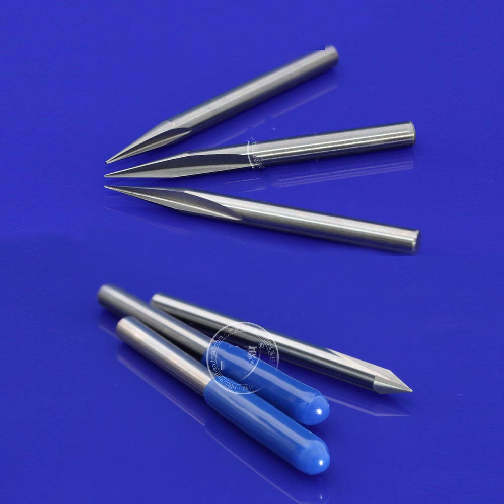 HUHAO Straight 45 Degree V Groove Engraving Tool Carbide CNC Router Bits 1/8 Inch Shank 0.2mm Tip 5PCS
