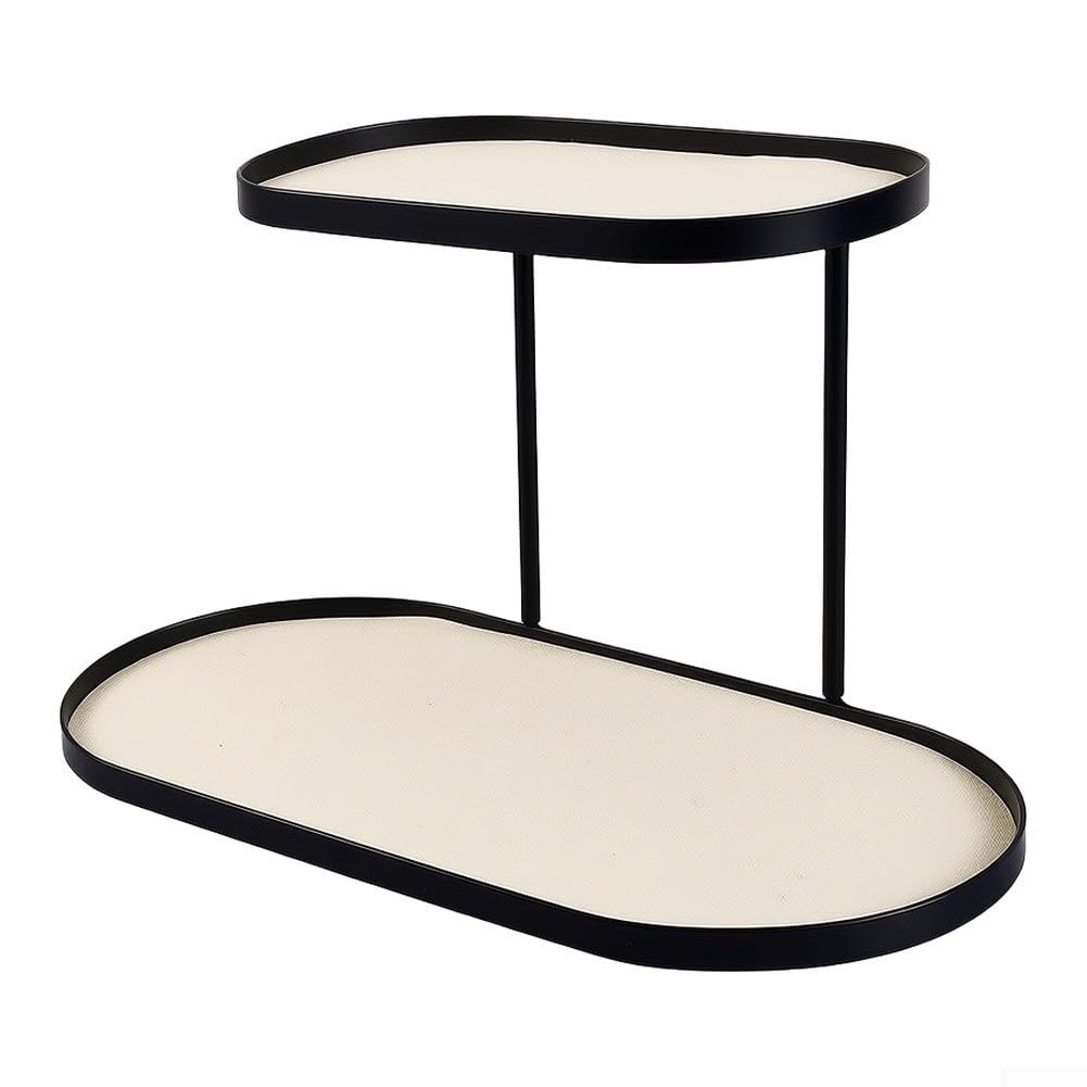 Organizer da banco a 2 livelli Scaffale da bagno Scaffale per cosmetici in metallo per articoli da toeletta Trucco Cura della pelle Supporto nero