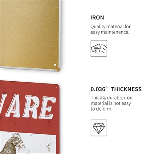 Miniatura 3 de Letrero de metal con texto en inglés "Beware Chickens Shit Everywhere" para uso doméstico, granja o negocios, 8 x 12 pulgadas