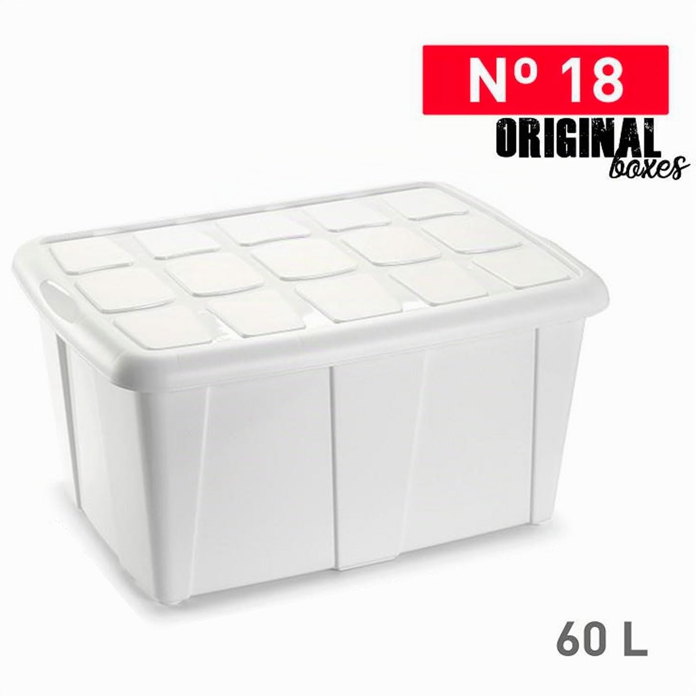 Acan Tradineur - Pack de 6 Cajas de almacenamiento, plástico, contenedor multiusos, ordenación, ropa, fabricada en España (Blanco - 60 litros - 32 x 63 x 46 cm)
