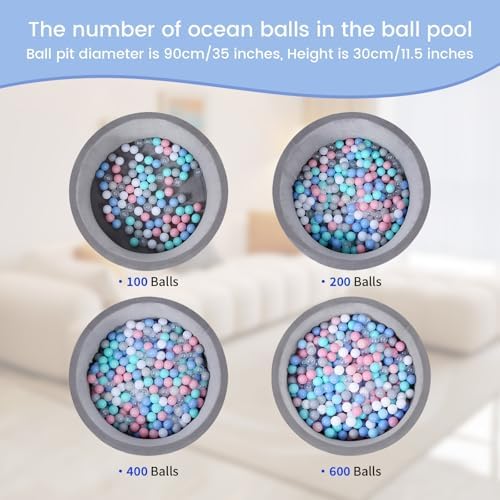 Thenese Pit Balls Crush Proof Plastic Children's Toy Balls Macaron Ocean Balls Small Size 2.15 Inch Phthalate & BPA Free Pack of 100 White&Green&Blue - 4