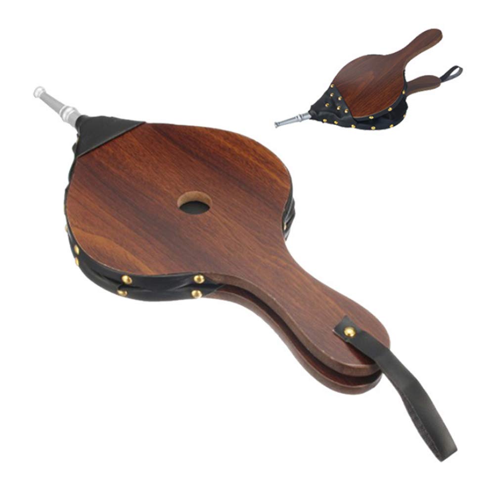 Soffietti da camino, Pompa a soffietto a mano in legno con cinturino in pelle appeso, ugello in metallo, soffietto for camino, soffietto in pelle, soffietto antincendio