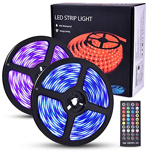 300 LED Streifen 10M, WOLFWILL Wasserdicht RGB Lichtstreifen selbstklebend Lichtband mit Fernbedienung und Zeitfonktion 12V für Häuser Party Geburtstag