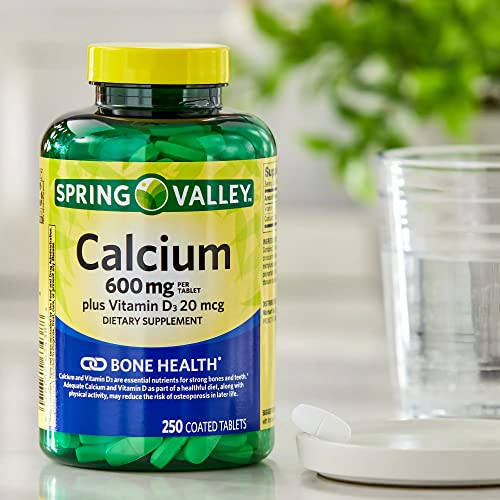Calcium Plus Vitamin D. Includes Luall Sticker + Spring Valley Calcium Plus Vitamin D Tablets Dietary Supplement, 600 Mg, 250 Coated Tablets #TOP4