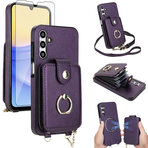 Coque portefeuille anti-chute Samsung Galaxy A15 avec RFID Bloque contre le vol de données