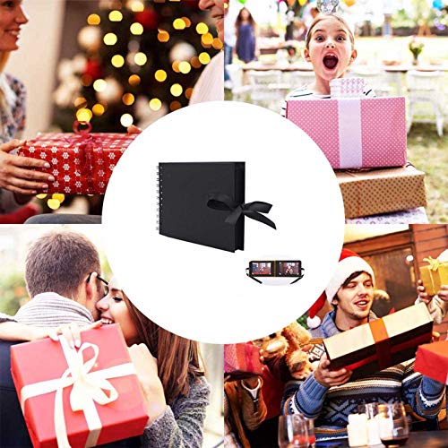 Hama Fotoalbum 215 * 150 mm, Fotobuch mit 30 schwarzen Seiten, 120 Fotoalben, zum Entwerfen und Einfügen) schwarz