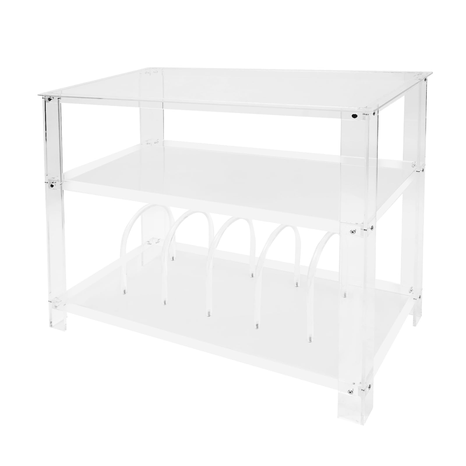 Acryl Beistelltisch mit 3 Ebenen 80x40x74 cm, transparentes Plattenspieler Regal für Vinyl Player, Aufbewahrungstisch (Transparent)