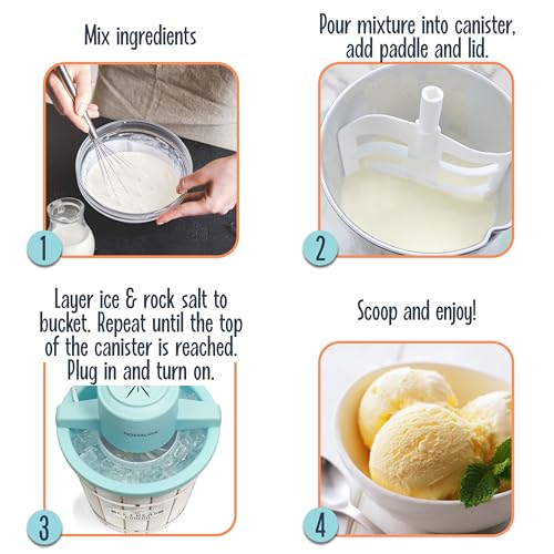 Nostalgia Electric Ice Cream Maker – Parlor Style, Old Fashioned Soft Serve Ice Cream Machine Makes Frozen Yogurt or Gelato in Minutes - Fun Kitchen Appliance – White - 4 Quart