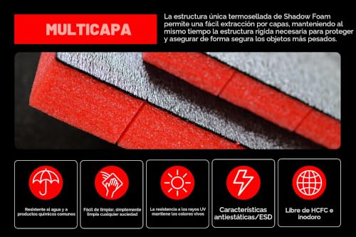 Evite herramientas sueltas usando insertos de espuma para caja de herramientas Shadow Foam de 40x32 7