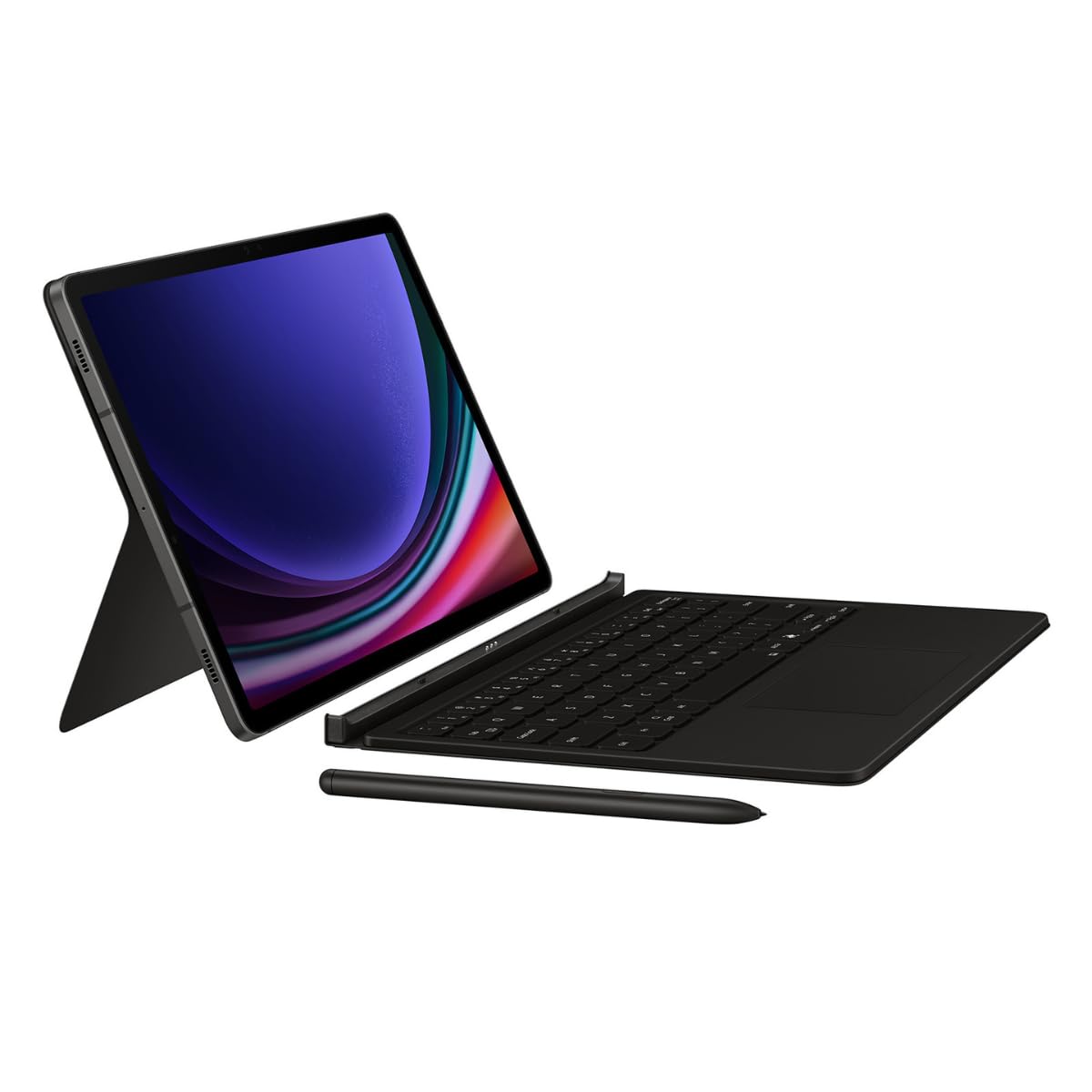 Samsung EF-DX815 - Custodia protettiva per Galaxy Tab S9+, tastiera QWERTZ, tasti funzione, connettore POGO, touchpad, scomparto S Pen e controllo gestuale, colore: Nero