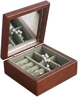 Jewellery Box Jewellery Storage Solid Wood Jewelry Box with Mirror Small Portable Travel Jewelry Organizer