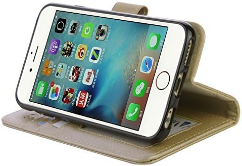 Abacus24-7 iPhone 6 Plus / 6S Plus Case, Wallet with RFID Blocking Flip Cover, Gold