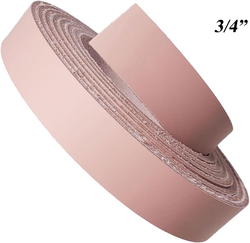 Blush Pink Leather Straps 1 Inch Wide - Leather Straps up to 96 Inch Long – 6-7 oz. (2.4 – 2.8 mm) Latigo Leather Straps by Pitka Leather (1" x 48")