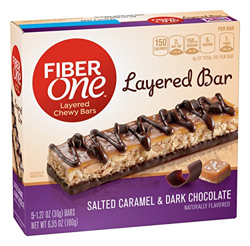 Fiber One Layered Chewy Salted Caramel Dark Chocolate Bars, 6.35 Ounce