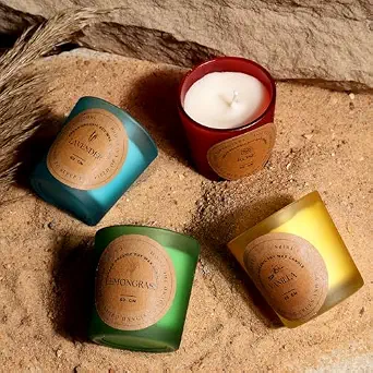 Akaar Organic Aroma Candles Pure Soy Wax(4X60gms) Each,Scented Aromatic Fragrance of Vanilla,Lemongrass,Lavender & Rose,(up to 15Hrs)|Best Gift|Candle Home Decoration|
