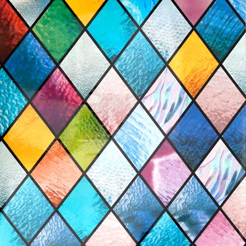 Vinilo Adhesivo Cristal, Vinilo Ventana Privacidad, Vinilos para Cristales Efecto Arcoiris, Protectores Ventanas, 45x200cm, para Ventanas, No Adhesiva, Decorativa para Casa Oficina Dormitorio Cocina