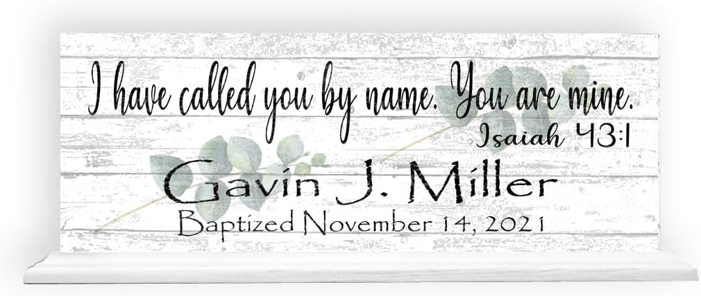 Baptsim Gift For Boys or Girls Personalized Christening Plaque Keepsake Present Bible Verse With Child's Name and Baptism Date (Called By Name)