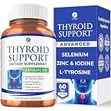 1 Body Thyroid Support Supplement for Women and Men, Selenium with Iodine, Zinc, B12, Ashwagandha and L-Tyrosine, Supports Hormone Health, Energy and Metabolism, 30 Day Supply