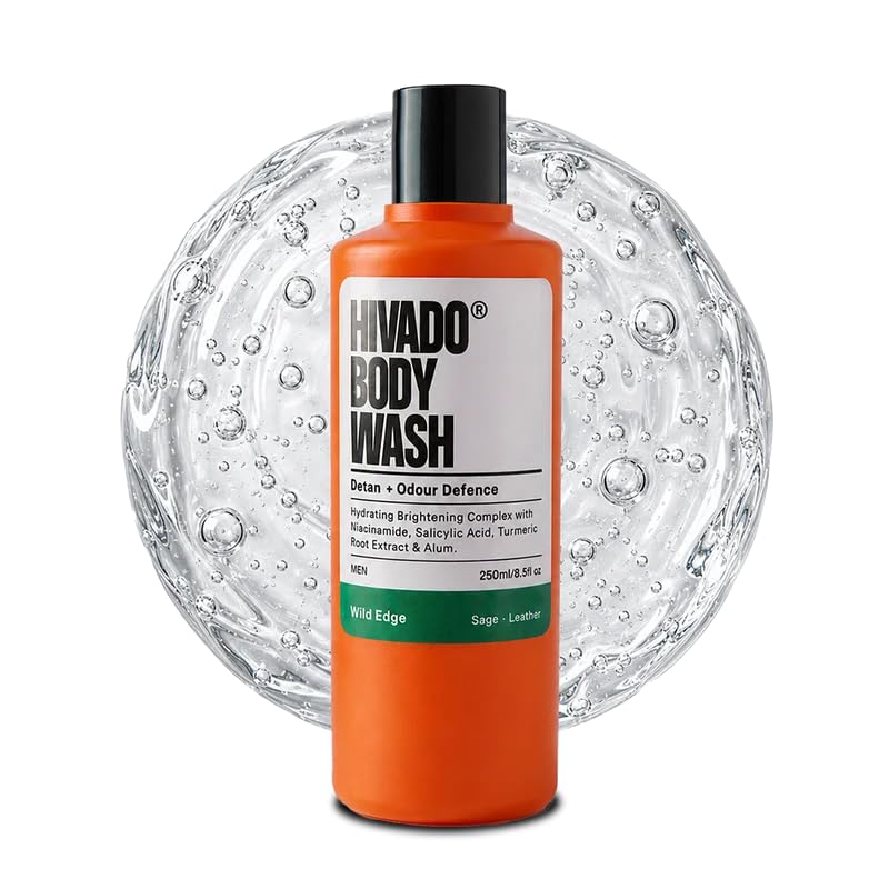 HIVADO Detan Body Wash for Men | Tan Removal, Niacinamide, Turmeric | Back Acne, Oil & Odour Control Alum-Fitkari, Salicylic Acid, Lactic Acid | Hydrating Brightening Shower Gel | Sage & Leather Fragrance | 250ml-image-16