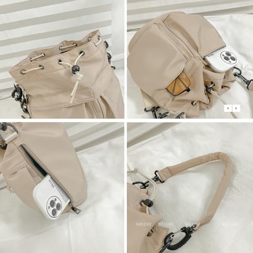 Bolso Bucket Ligero de Nylon para Mujer Negro miniatura 6
