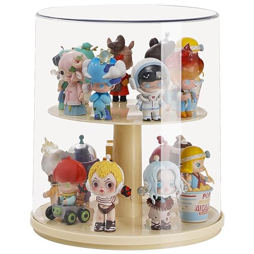 Clear Figures Display Case with Rotatable Stackable Figures Blind Box Doll Display Stand for Pop Mart Lego Collectibles Action Figures