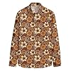80s Fancy Dress Men, 60s 70s 80s Fancy Dress Men, Hawaiian Shirts for Men Retro Casual Button Down Shirt Shirts Printed Long Sleeve Disco Holiday Brown 3XL #4