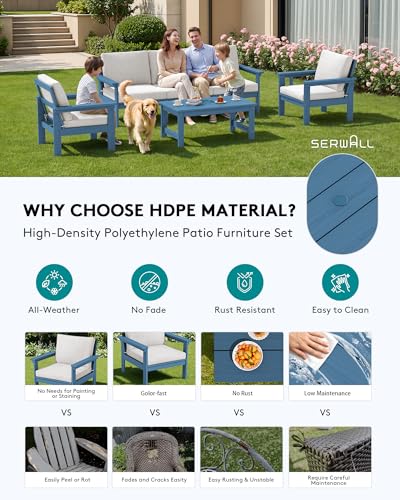 Image of SERWALL HDPE Outdoor Patio Furniture Set with Coffee Table