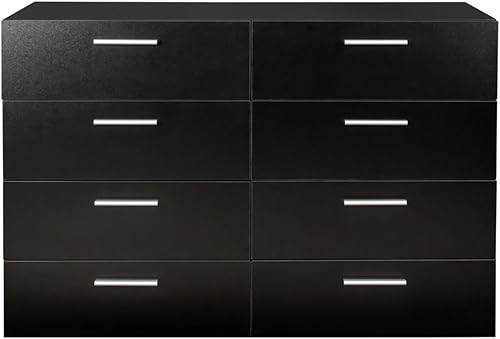 Miniatura 4 de Karl home Cómoda negra para dormitorio con 8 cajones, cómoda larga con almacenamiento, cómoda de madera de 47 pulgadas para dormitorio con cajones