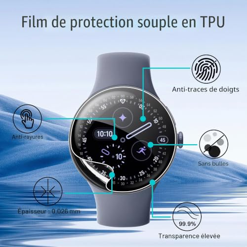 zZjoOoj Lot de 4 pour Google Pixel Watch 4/3 41mm Protection d'écran, bords incurvés anti-rayures, protection d'écran HD avec protection d'écran en TPU souple – vue 4