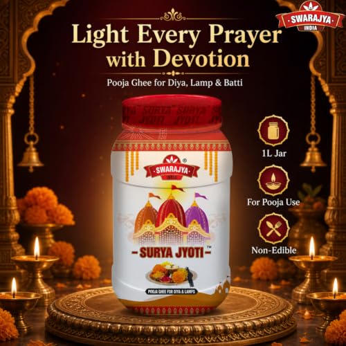 Image of Swarajya India Surya Jyoti Pooja Ghee | Pure and Sacred Offering for Rituals and Worship (1 Liter (Pack of 2))
