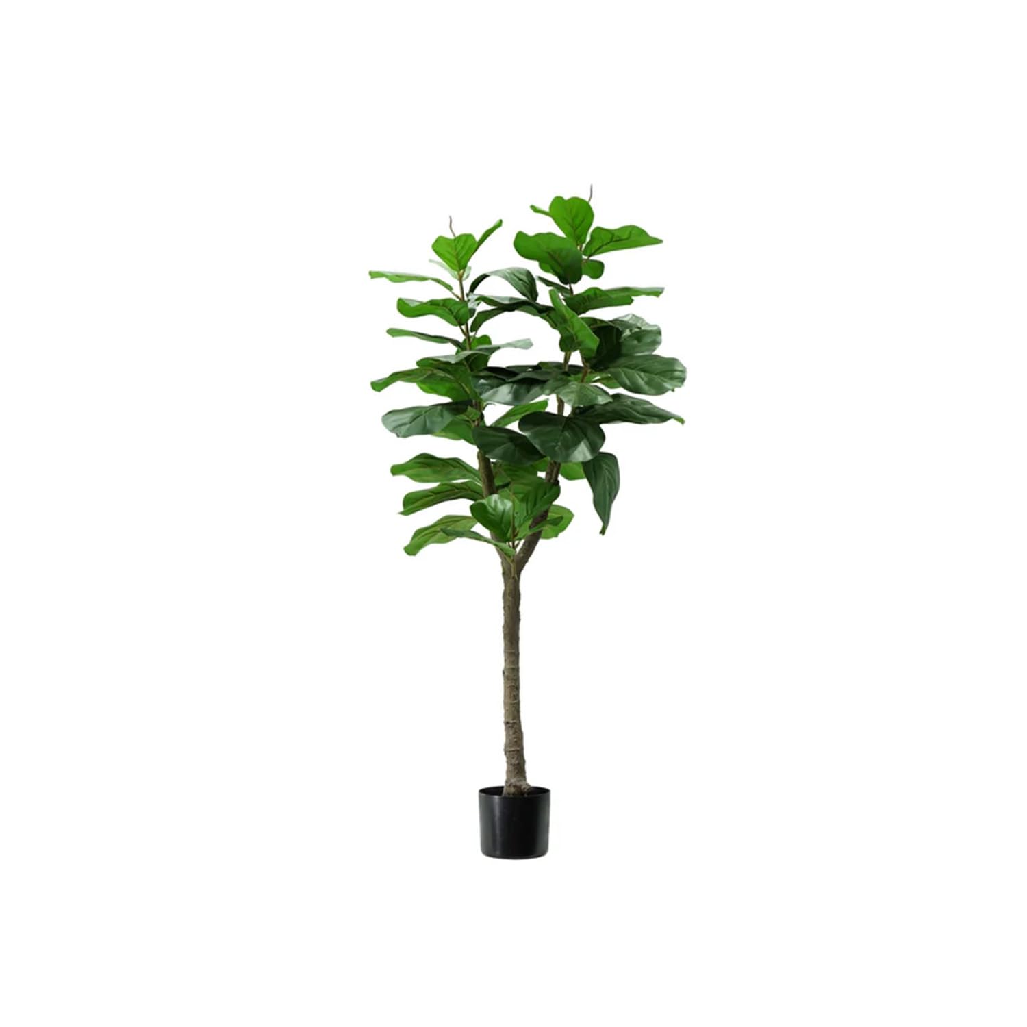 Planta de Ficus Lyrata Artificial con 60 Hojas, 130 cm, Maceta con Musgo Natural, Planta Decorativa para Interiores