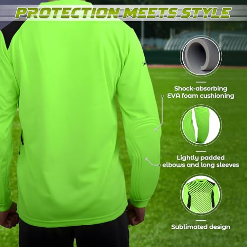 Vizari Arroyo Soccer Goalie Jersey for Kids | Lightweight & Comfortable Youth Goalkeeper Jersey with Padded Long Sleeve, (Green/Black,YS) - Thumbnail 4