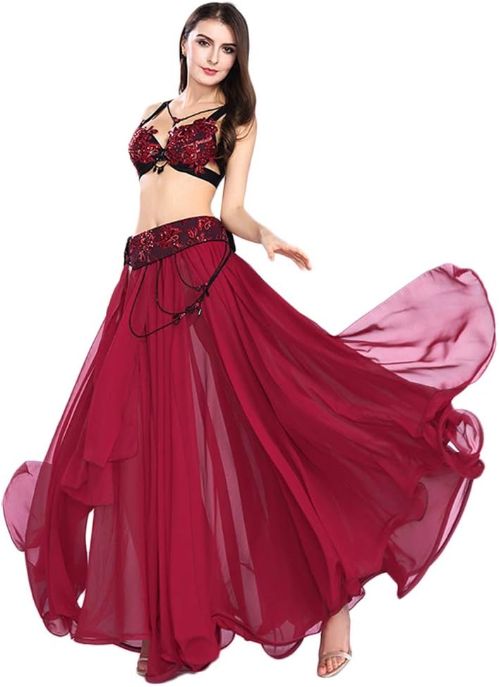 ROYAL SMEELA Belly Dancer Costumes for Women - Dance Bra and Belt, Chiffon Skirt With Slit - Dancing Outfit for Carnival - Image 3