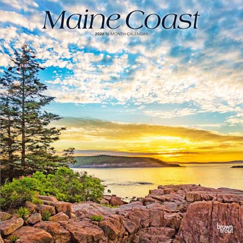Maine Coast | 2026 12 x 24 Inch (Hanging) Monthly Square Wall Calendar | Plastic-Free | BrownTrout | USA United States of America Northeast State Ocean Sea Nature - image 1