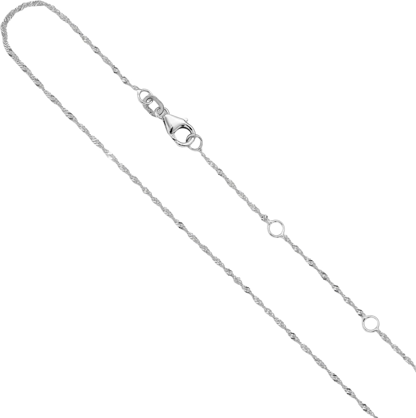 IceCarats 14K Solid White Gold 1.25mm Dainty Singapore Chain Necklace 18 Plus 2 inch Polished For Her