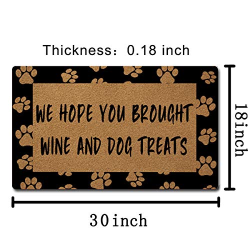 Welcome Door Mats For Home Decor (18 X 30 Inch) Funny Mats Gift Mats With Anti-Slip Rubber Back Kitchen Rugs Personalized Doormat For Entrance Way (We Hope You Brought Wine And Dog Treats) #TOP3