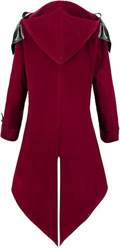 Miniatura 3 de Chaqueta gótica Steampunk con capucha para hombre, disfraz medieval de Halloween para cosplay