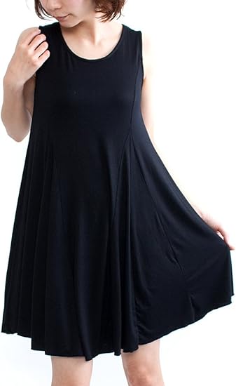 Amazon Co Jp ナドゥー Nadoo ジャージ ウエストダーツ タンクトップ ドレープ ワンピース 532 ブラック 服 ファッション小物