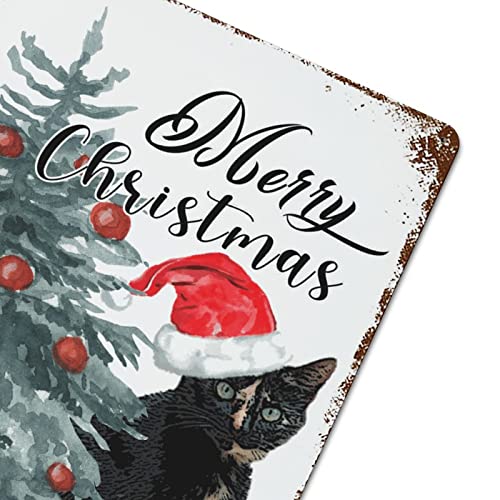 Wodevor Meowy Christmas Cat Aluminum Sign Black Cat Tree Retro Metal Vintage Tin Sign Custom Signs Funny Wall Decorations Accessories For Tiki Bar Man Cave Porch Speakeasy 12X16 Inch #TOP5