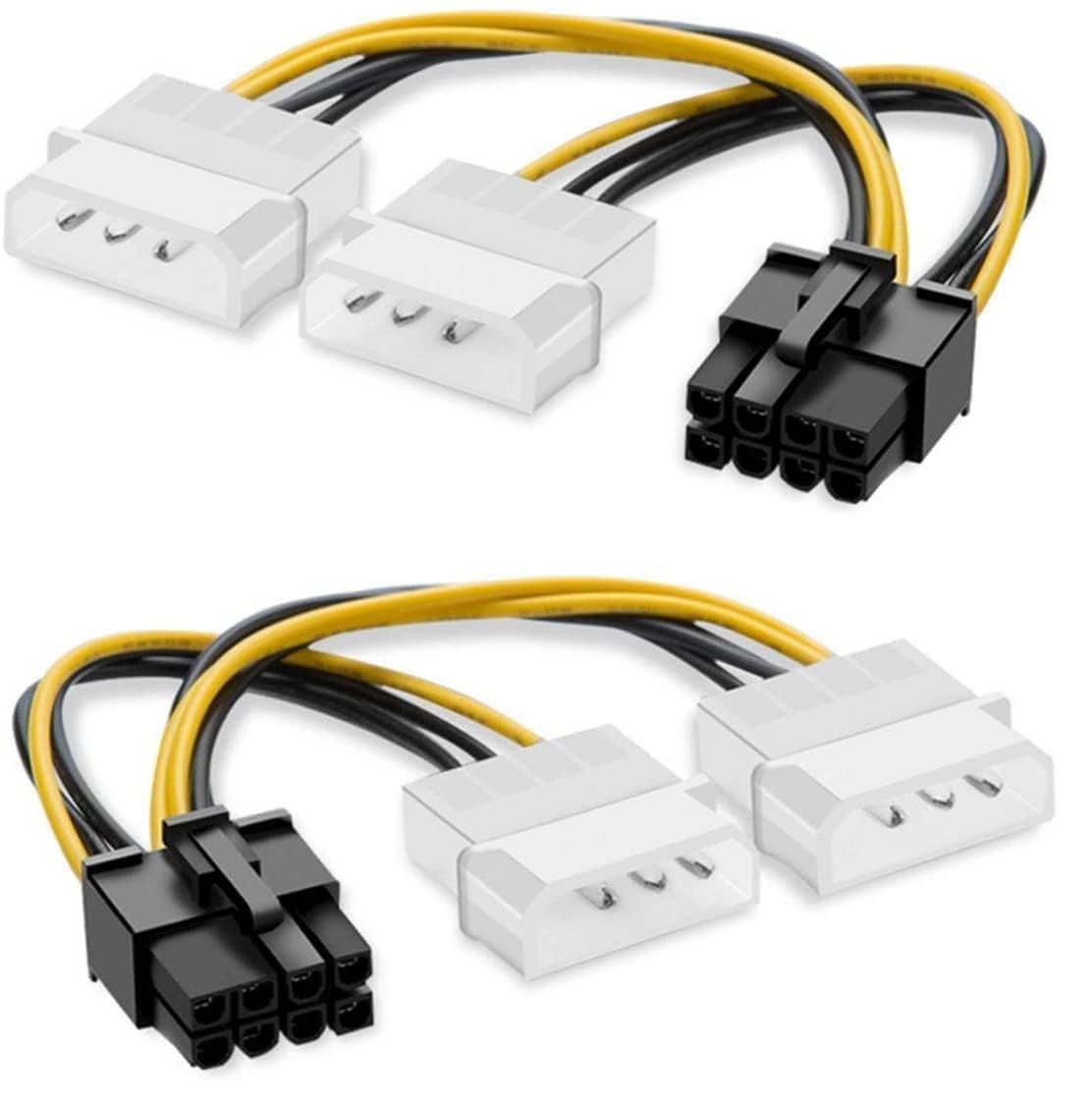 8 Pin PCI Express to Dual 4 Pin Molex LP4 Graphics Card Power Cable,2 x Molex 4 Pin to 8-Pin PCI Express Video Card Pci-e ATX PSU Power Converter Cable (Dual 4Pin to 8Pin Pack-1), Multicolored-image-48