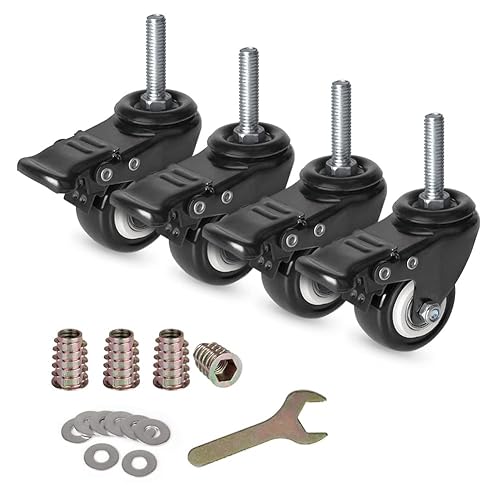 Ruedas Diamond M10 de 2 pulgadas con 4 frenos (negro, freno M1038_4 de 2 pulgadas + tornillo de juego + cuña)