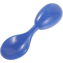 Mini Safety Eating Spoon with Handle, Blue Rubber Anti Swallow Design