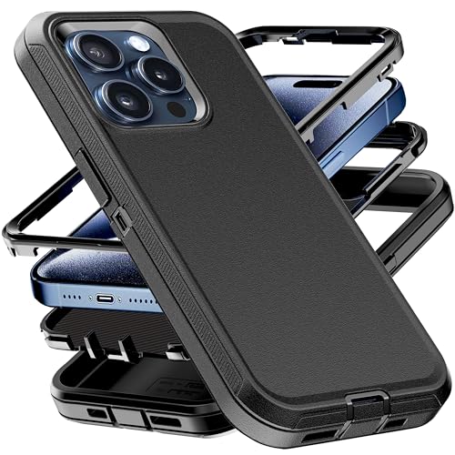 YmhxcY for iphone 15 Pro Case Shockproof Dropproof Dust-Proof Drop Proof 3-in-1 Durable Phone Case Heavy Duty Protection Phone Case Cover for Apple iPhone 15 Pro 6.1