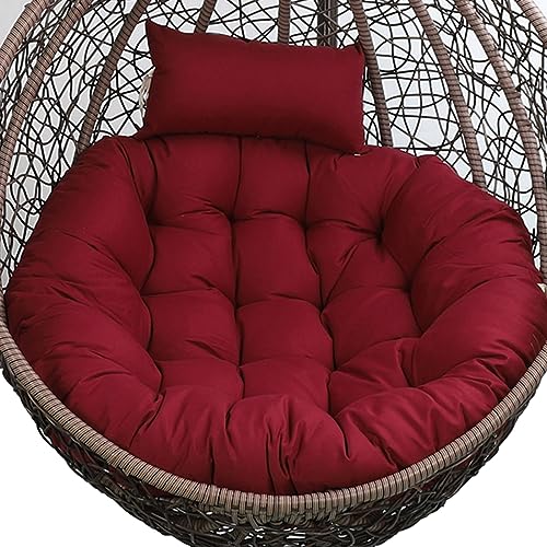 Cojín colgante para silla oscilante con reposacabezas, cojín redondo rojo para uso en interiores y exteriores, cojín de repuesto desmontable y lavable, 125 cm de diámetro